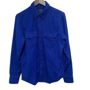 Abercrombie Fitch Shirt Mens M Blue Thick Flannel Button Front Pocket Workwear